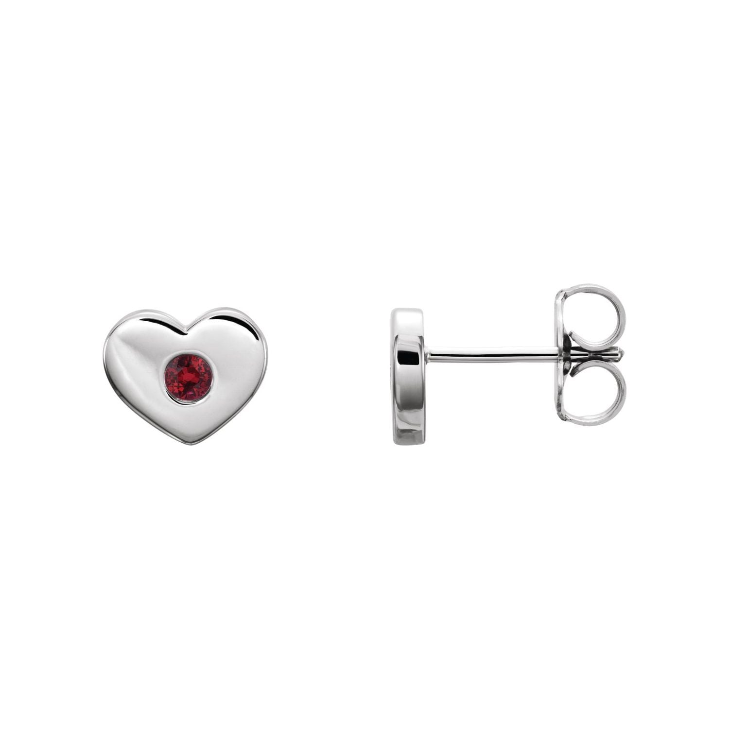 14K White Gold round natural ruby earrings