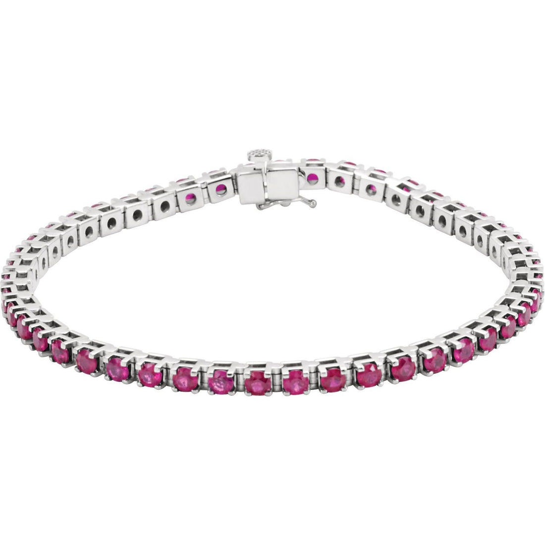 natural ruby tennis bracelet in 14k White Gold