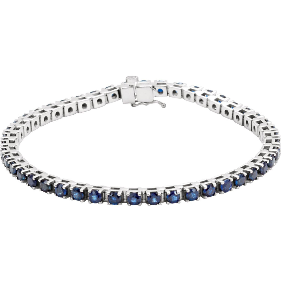 natural sapphire tennis bracelet in 14k White Gold
