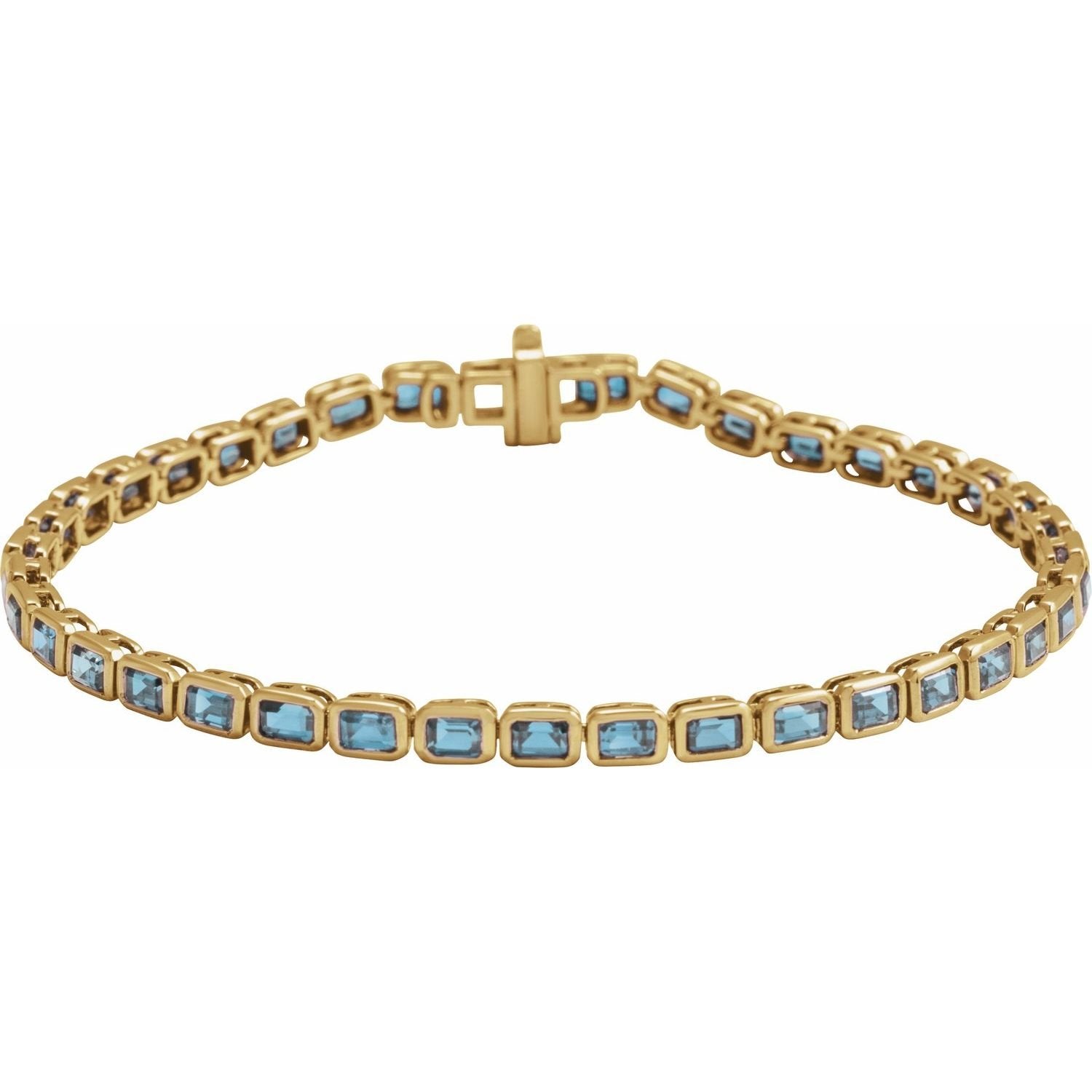 natural topaz tennis bracelet in 14k Yellow Gold