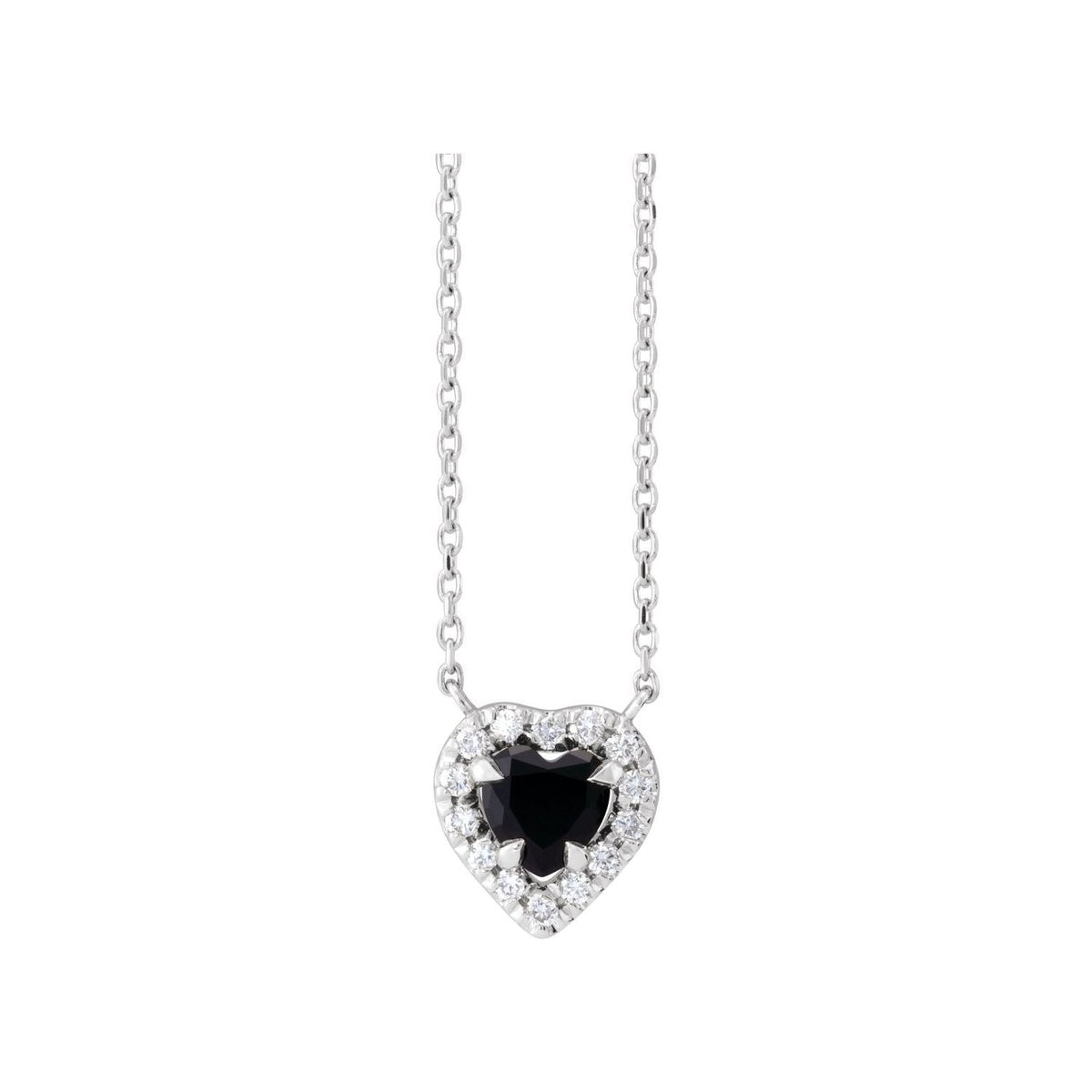 Onyx & Diamond French-Set Halo Pendant in 14K White Gold