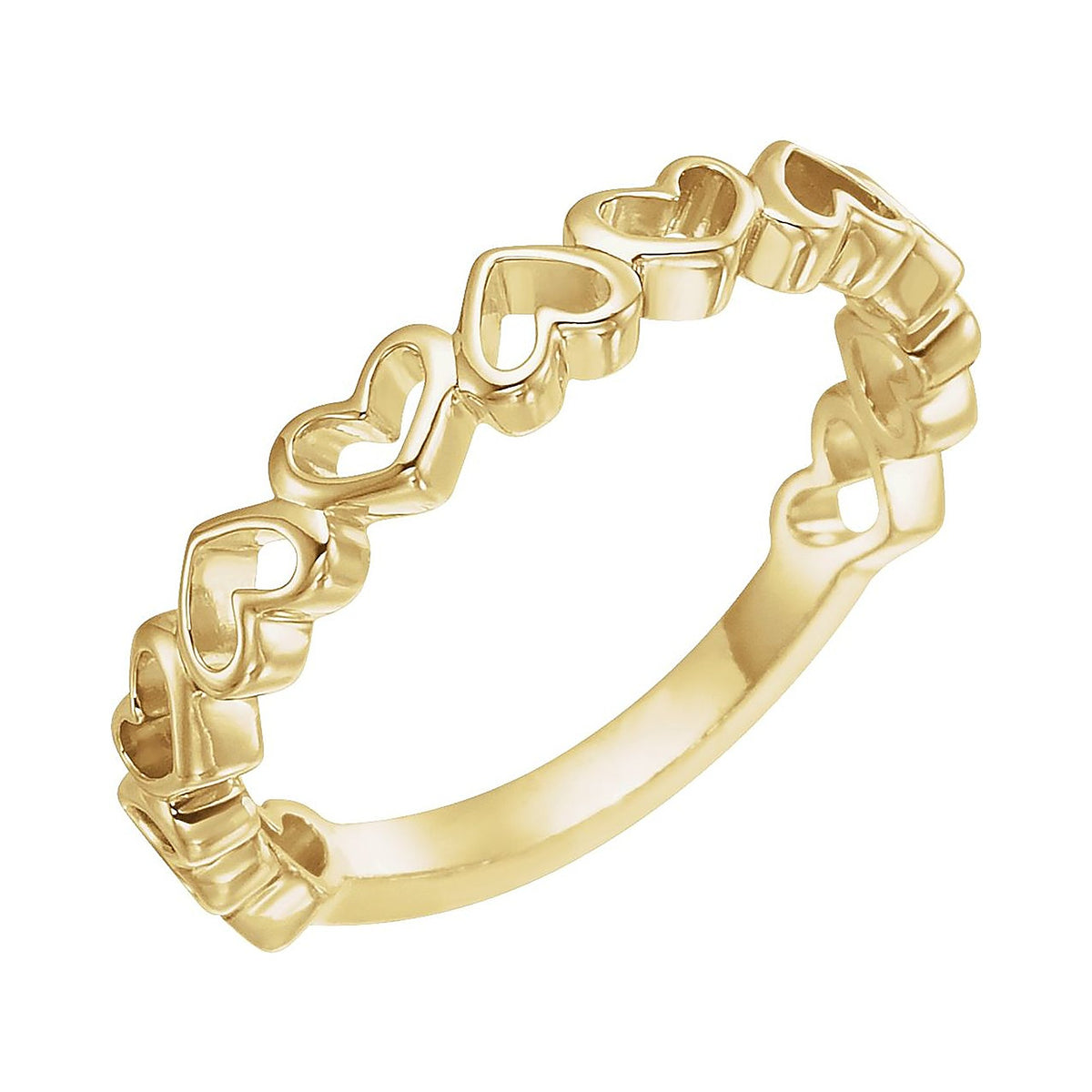 open heart band promise ring in 14k yellow gold