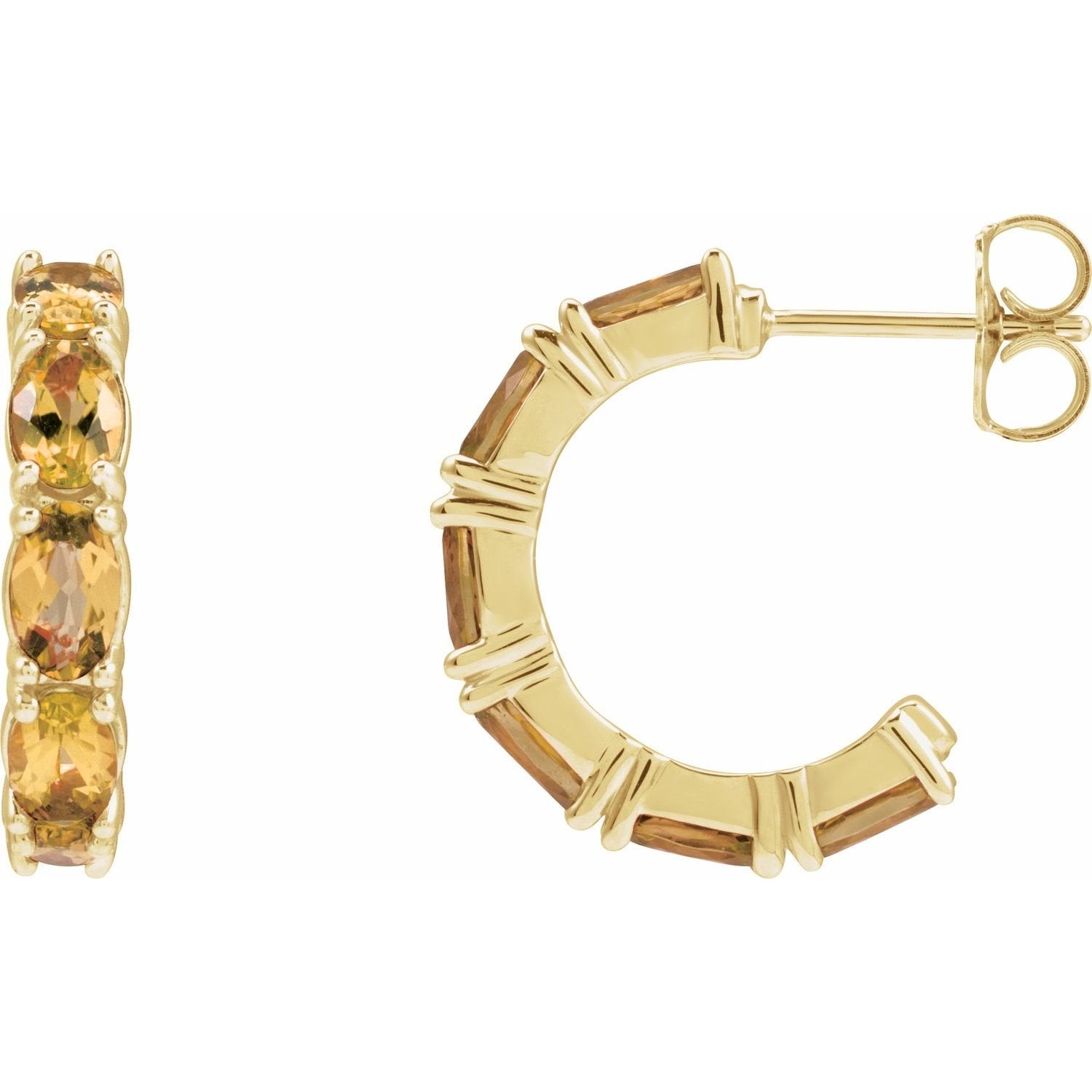 oval citrine hoop earrings in 14k Yellow Gold