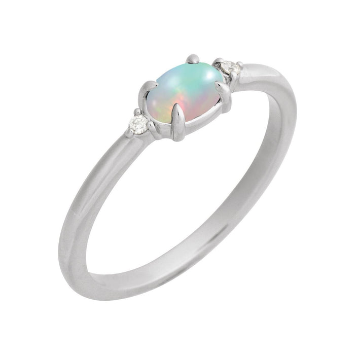 oval ethiopian opal ring in 14k White Gold