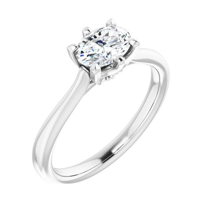Oval Diamond Pavé Classic Engagement Ring in 14K White Gold with 0.5 ct oval diamond