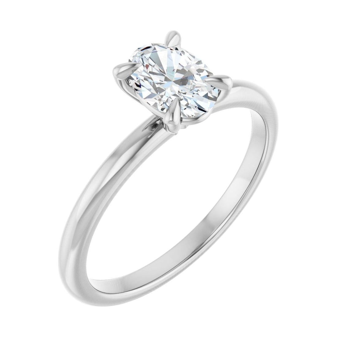 Oval Diamond Solitaire Engagement Ring in 14K White Gold with 0.5 ct oval diamond
