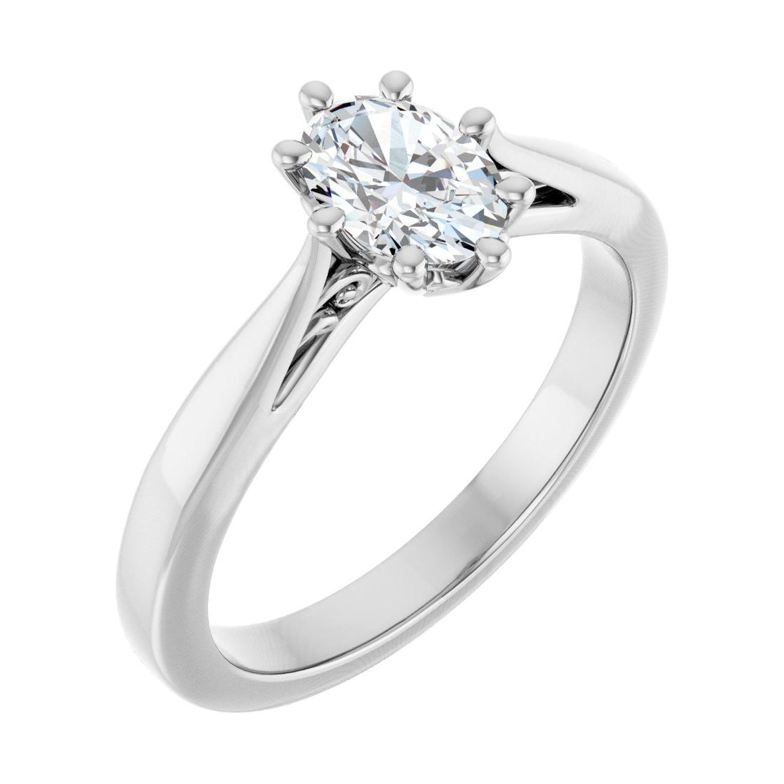 Oval Diamond Solitaire Petite Engagement Ring in 14K White Gold with 1.0 ct oval diamond