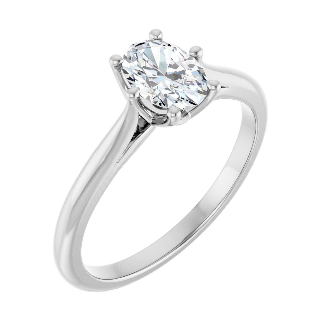 Oval Diamond Solitaire Signature Engagement Ring in 14K White Gold with 1.0 ct oval diamond