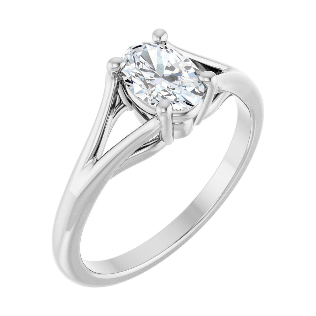 Oval Diamond Split-Shank Engagement Ring in 14K White Gold with 0.5 ct oval diamond