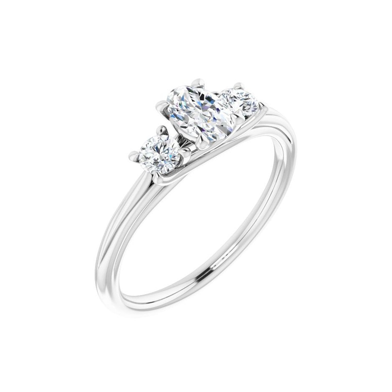 0.40 ct oval lab-grown diamond three-stone engagement ring in 14K White Gold