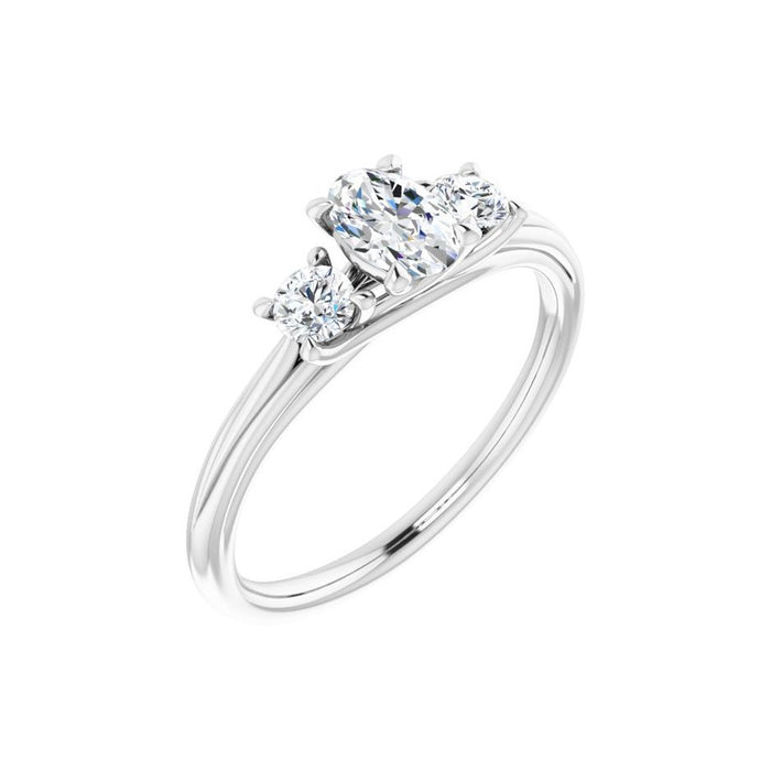 0.40 ct oval lab-grown diamond three-stone engagement ring in 14K White Gold