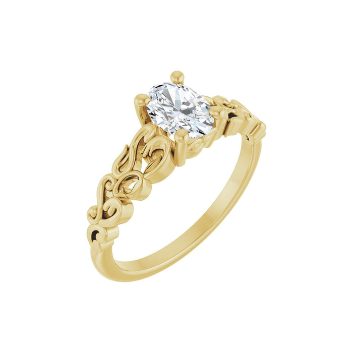 0.75 ct oval lab-grown diamond vintage-inspired solitaire engagement ring in 14K Yellow Gold