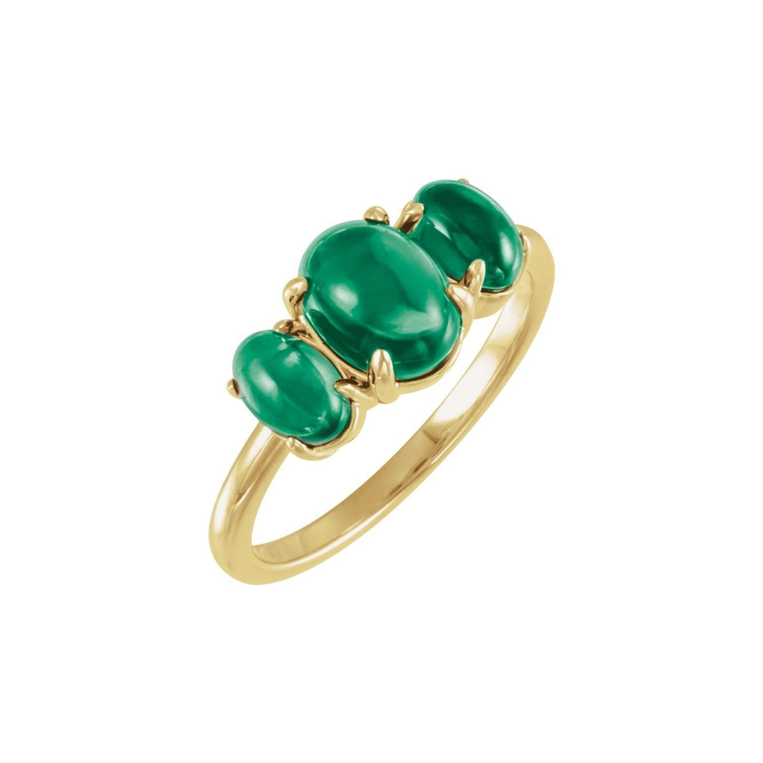 oval lab-grown emerald cabochon ring in 14k Yellow Gold