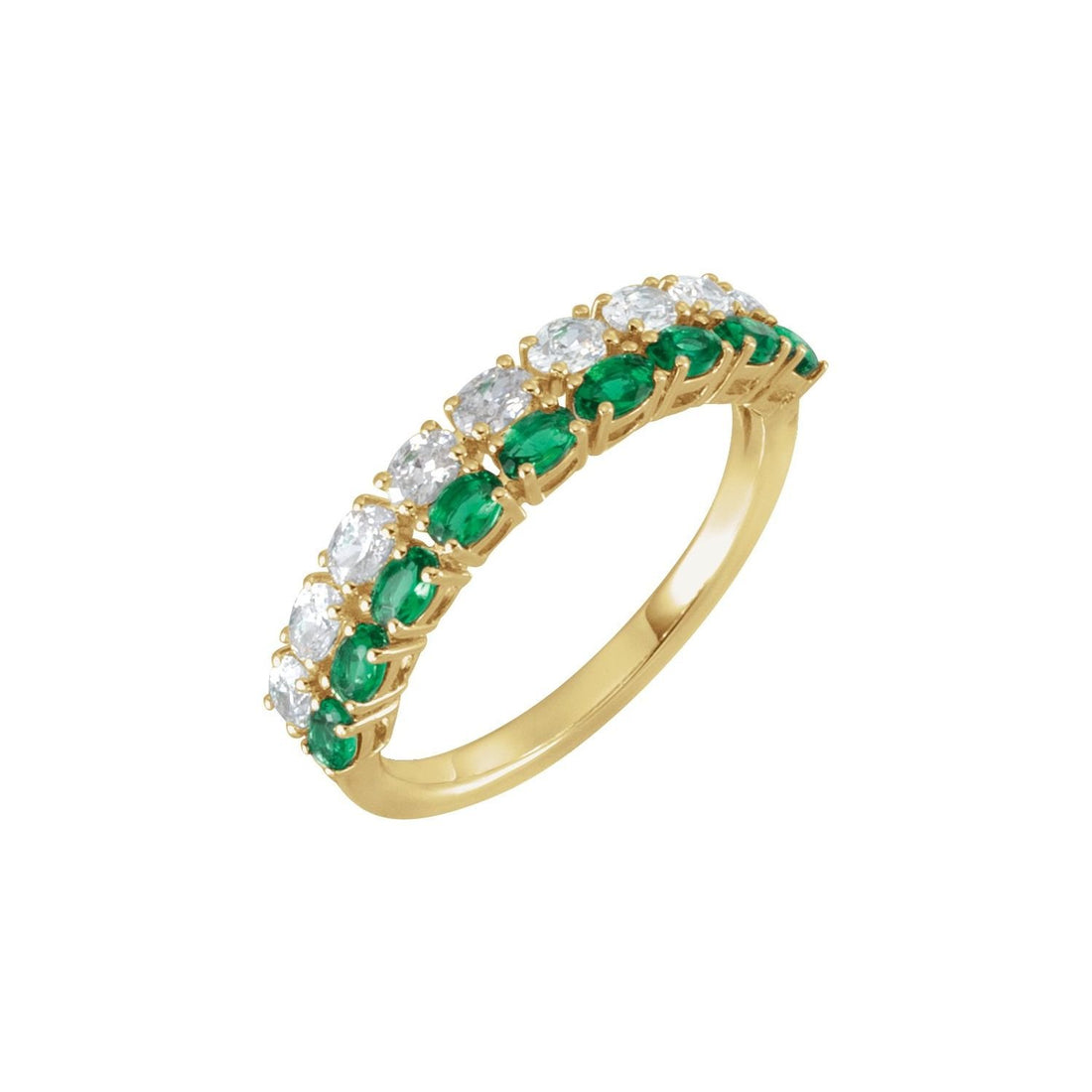 oval lab-grown emerald & diamond ring in 14k Yellow Gold