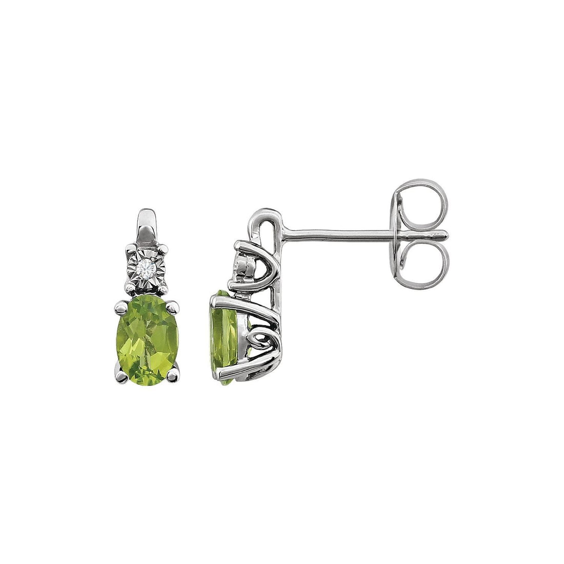 oval peridot earrings in 14k White Gold