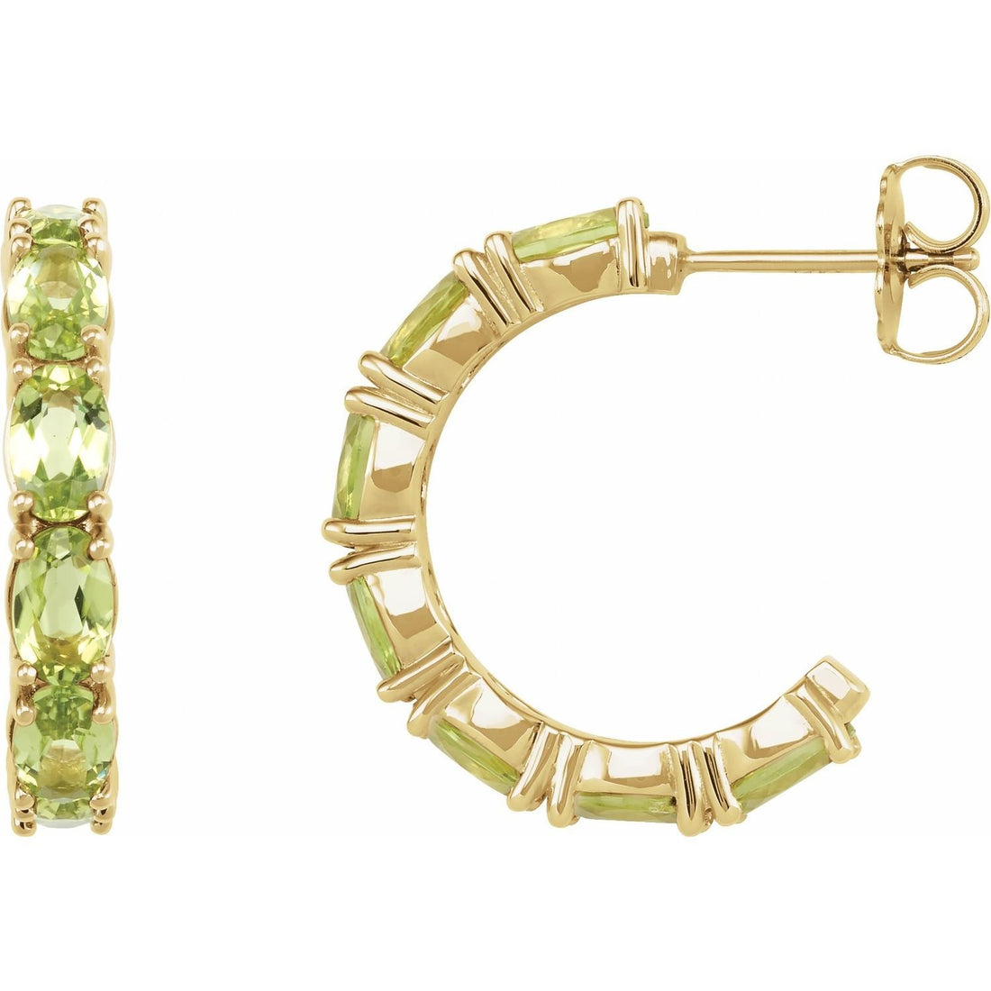oval peridot hoop earrings in 14k Yellow Gold
