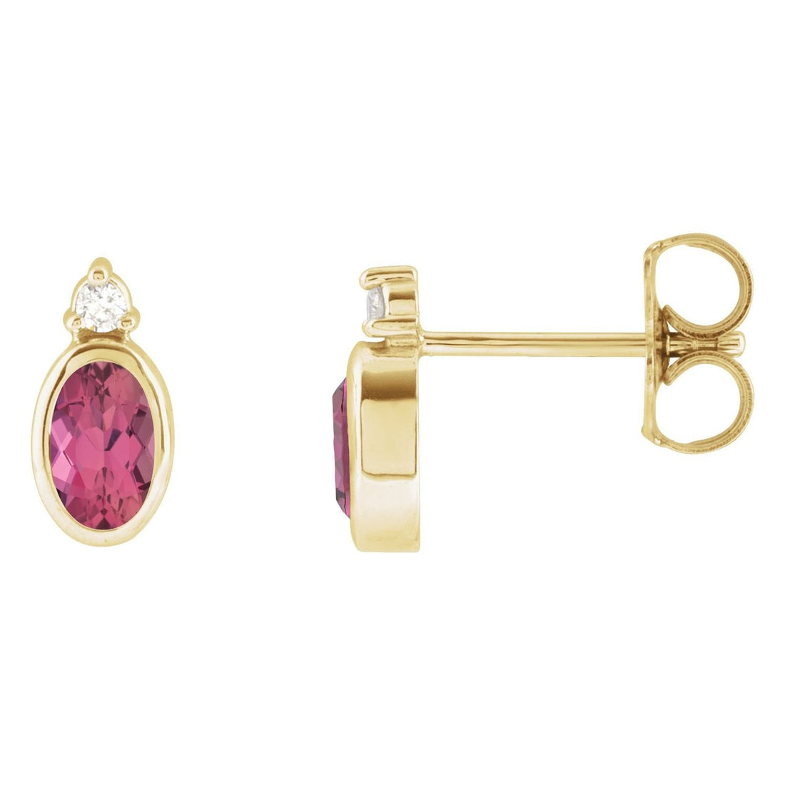 oval pink tourmaline earrings in 14k Yellow Gold