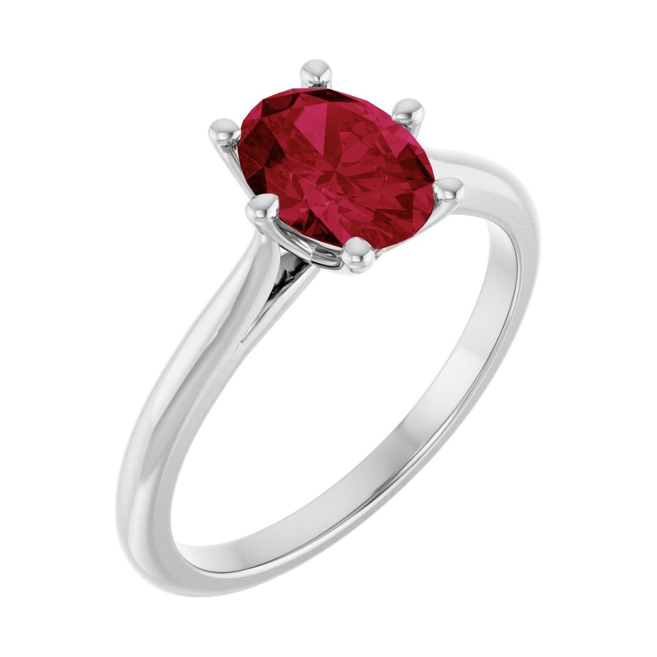 Oval Ruby Solitaire Engagement Ring in 14K White Gold with 1.5 ct oval diamond