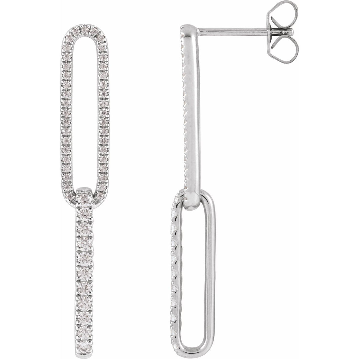 Pavé Elongated Link Lab-Grown Diamond Drop Earrings (1/2 ctw) in 14K White Gold