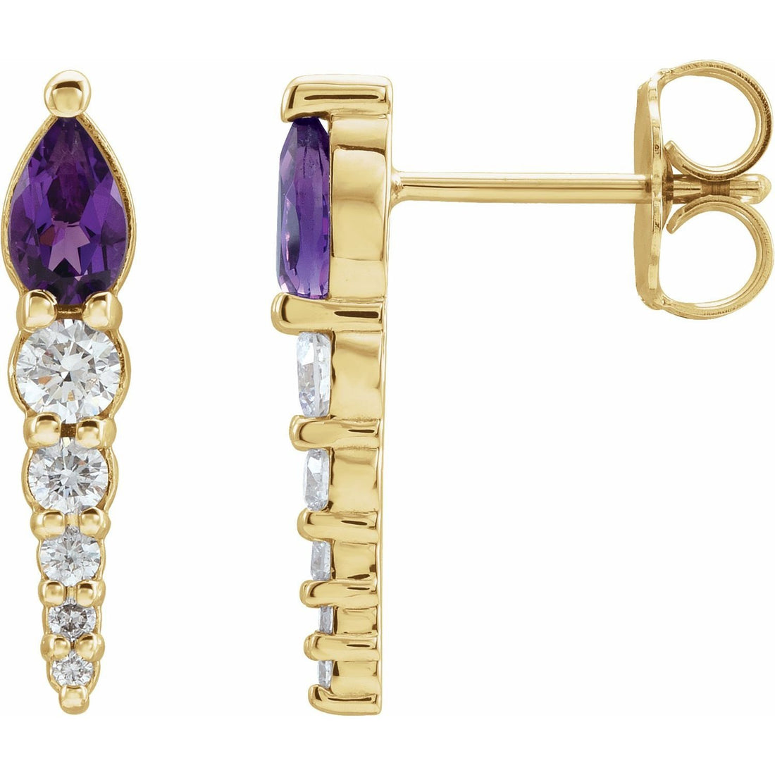 pear amethyst earrings in 14k Yellow Gold