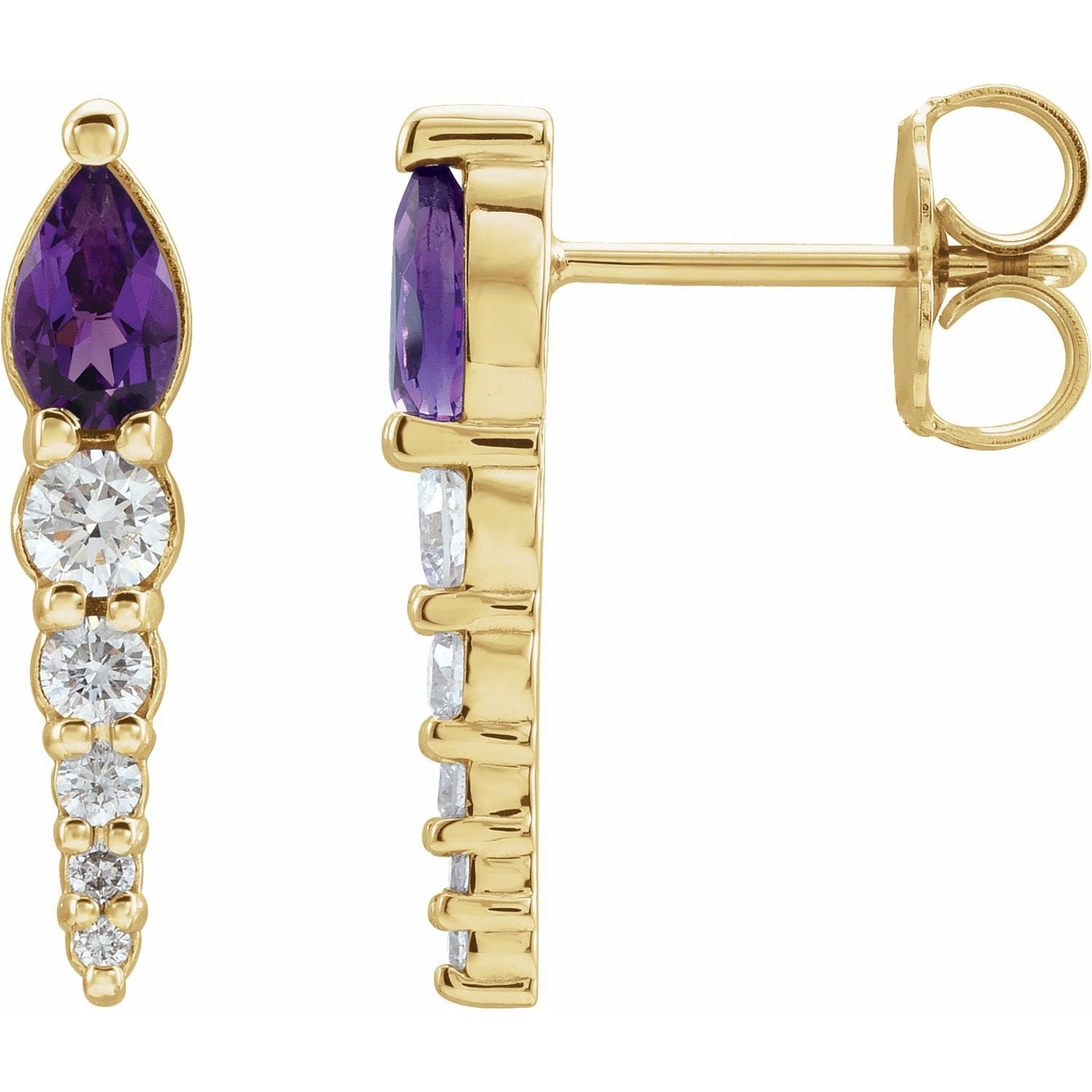 pear amethyst earrings in 14k Yellow Gold
