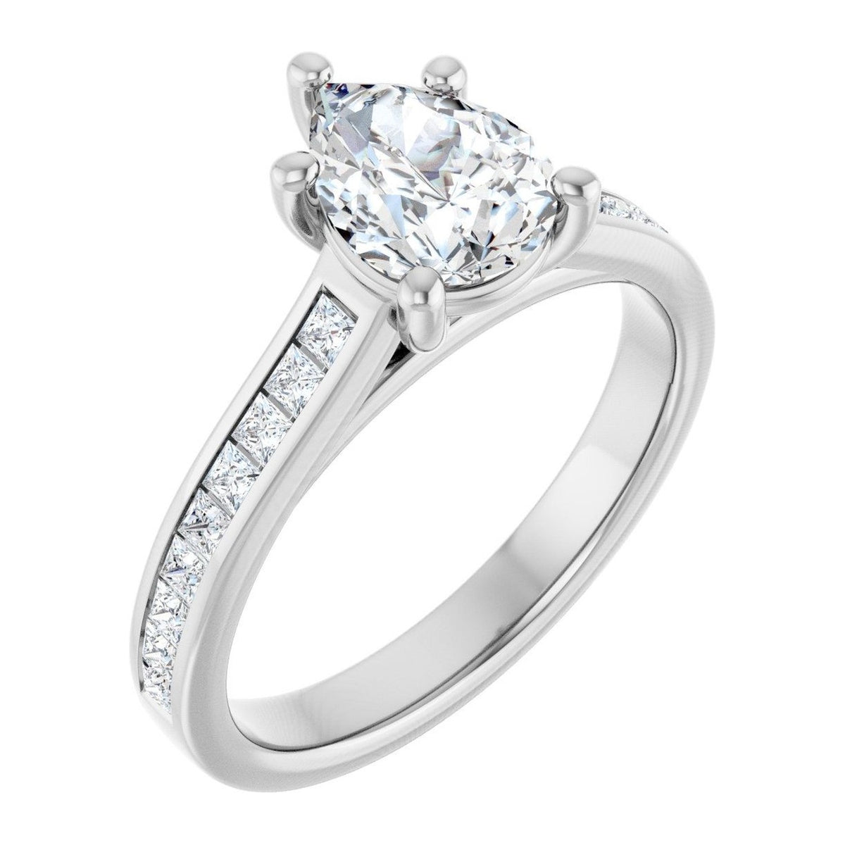 Pear Lab-Grown Diamond Channel-Set Solitaire engagement ring in 14K White Gold, shown with a 1.10 ct center