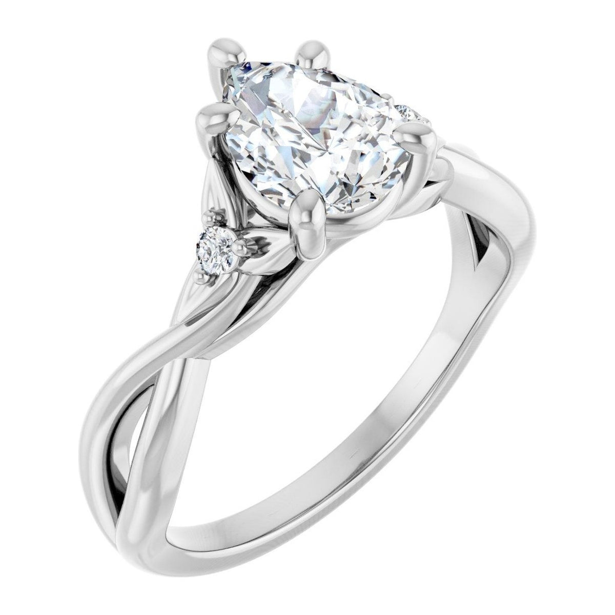 Pear Lab-Grown Diamond Twisted Vine Solitaire engagement ring in 14K White Gold, shown with a 1.10 ct center