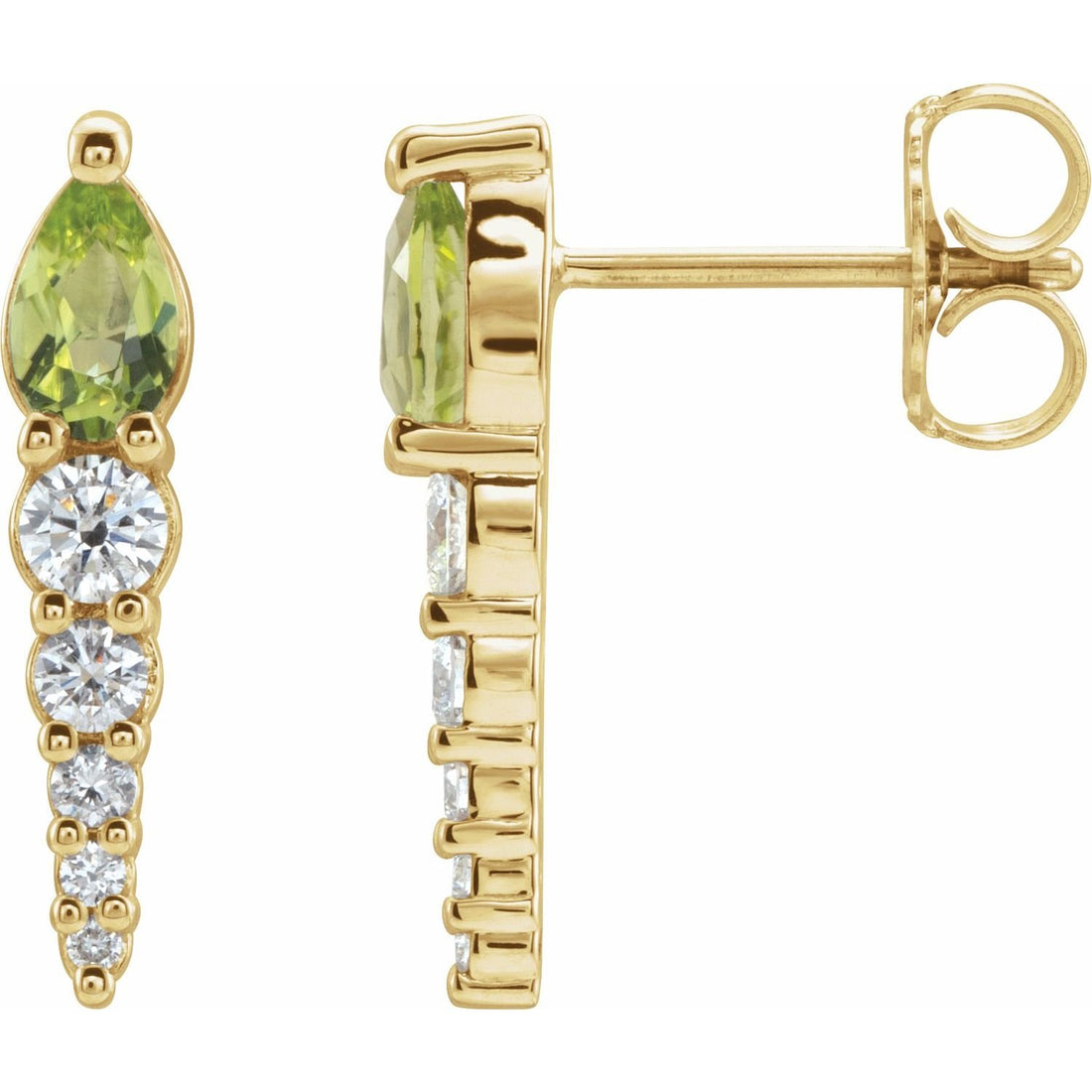 pear peridot earrings in 14k Yellow Gold