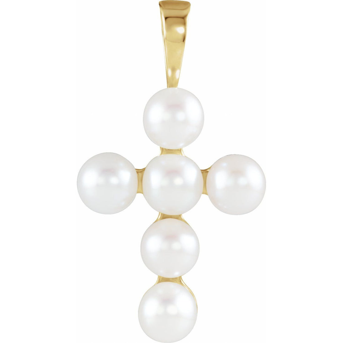 pearl cross pendant in 14k Yellow Gold