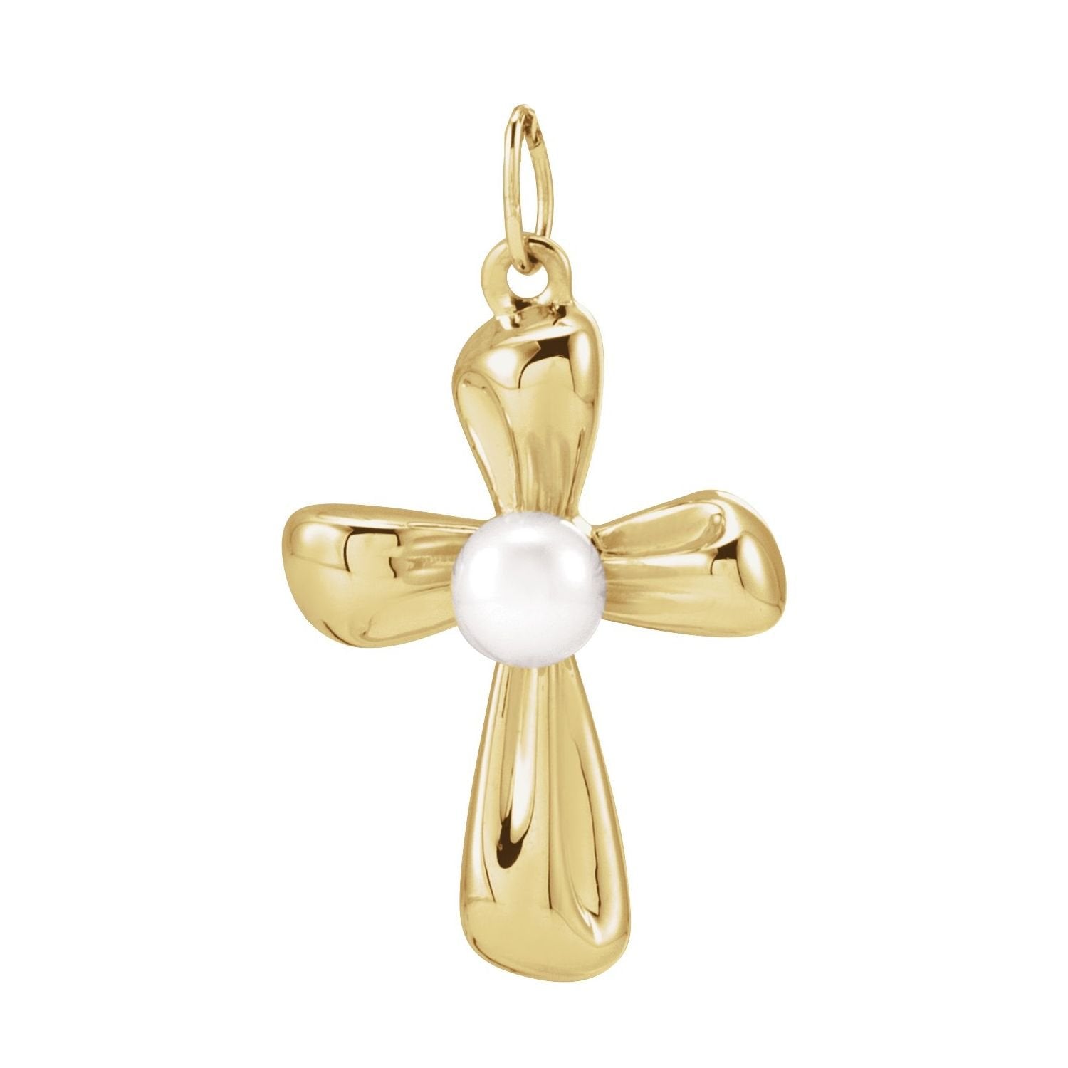 pearl cross pendant in 14k Yellow Gold