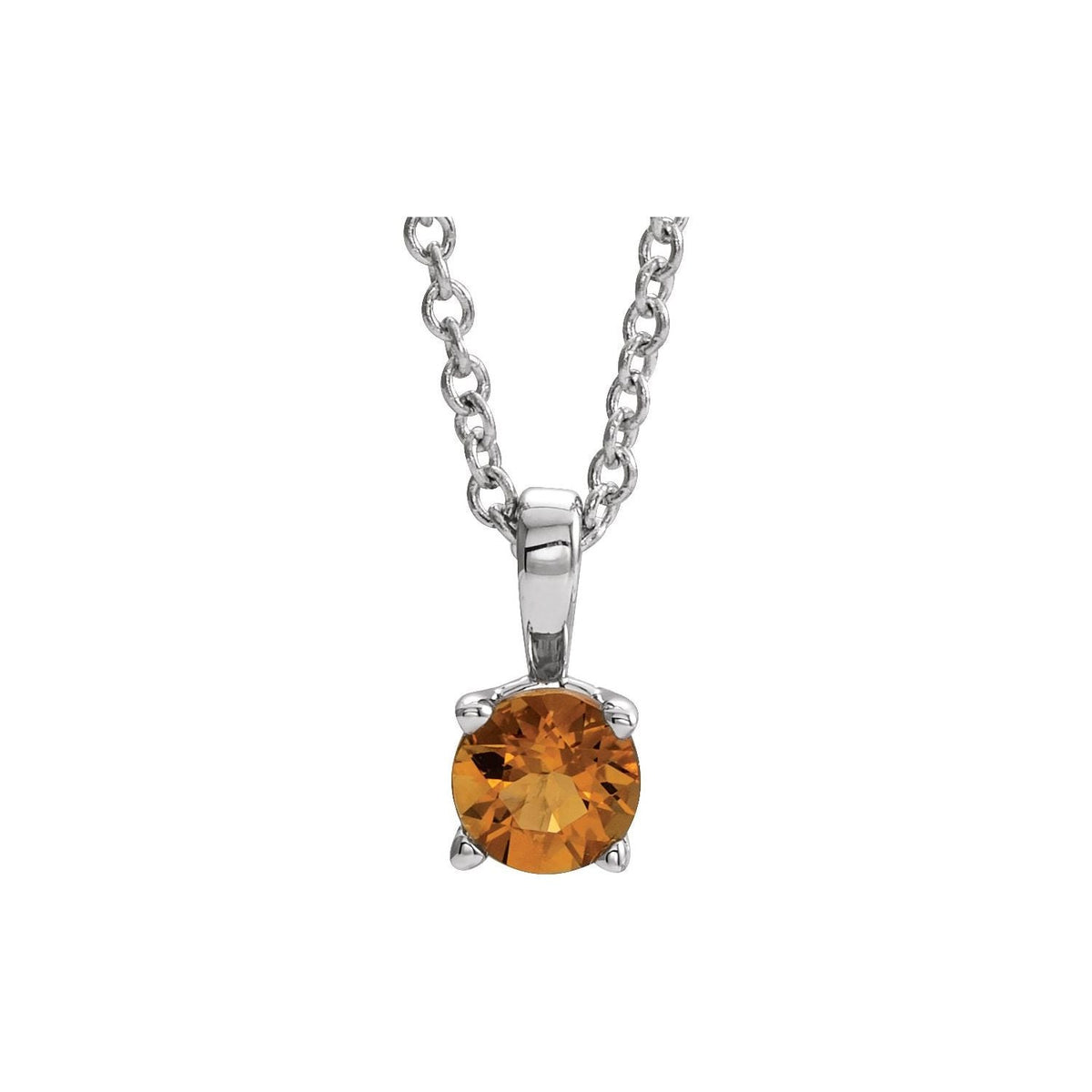 Petite Citrine Pendant in 14K White Gold