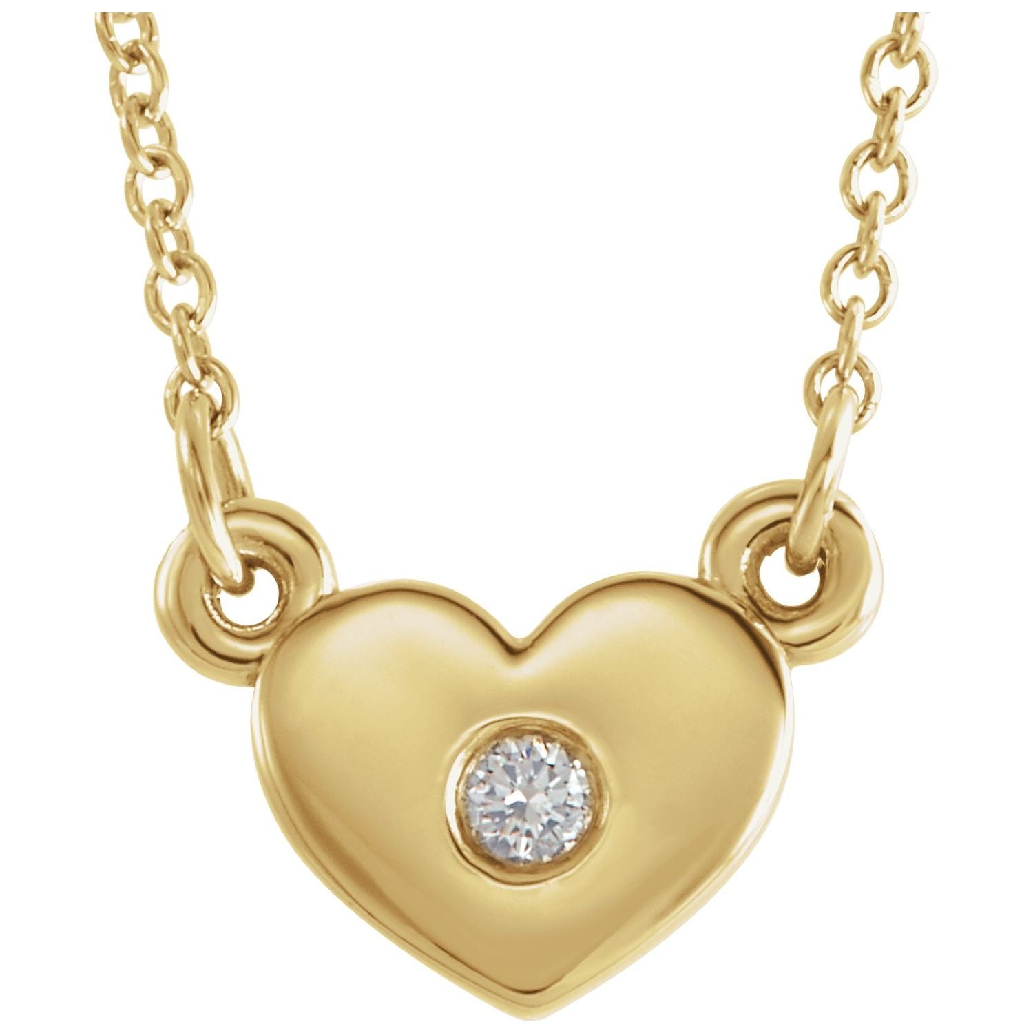 Petite Diamond Heart Necklace in 14K Yellow Gold