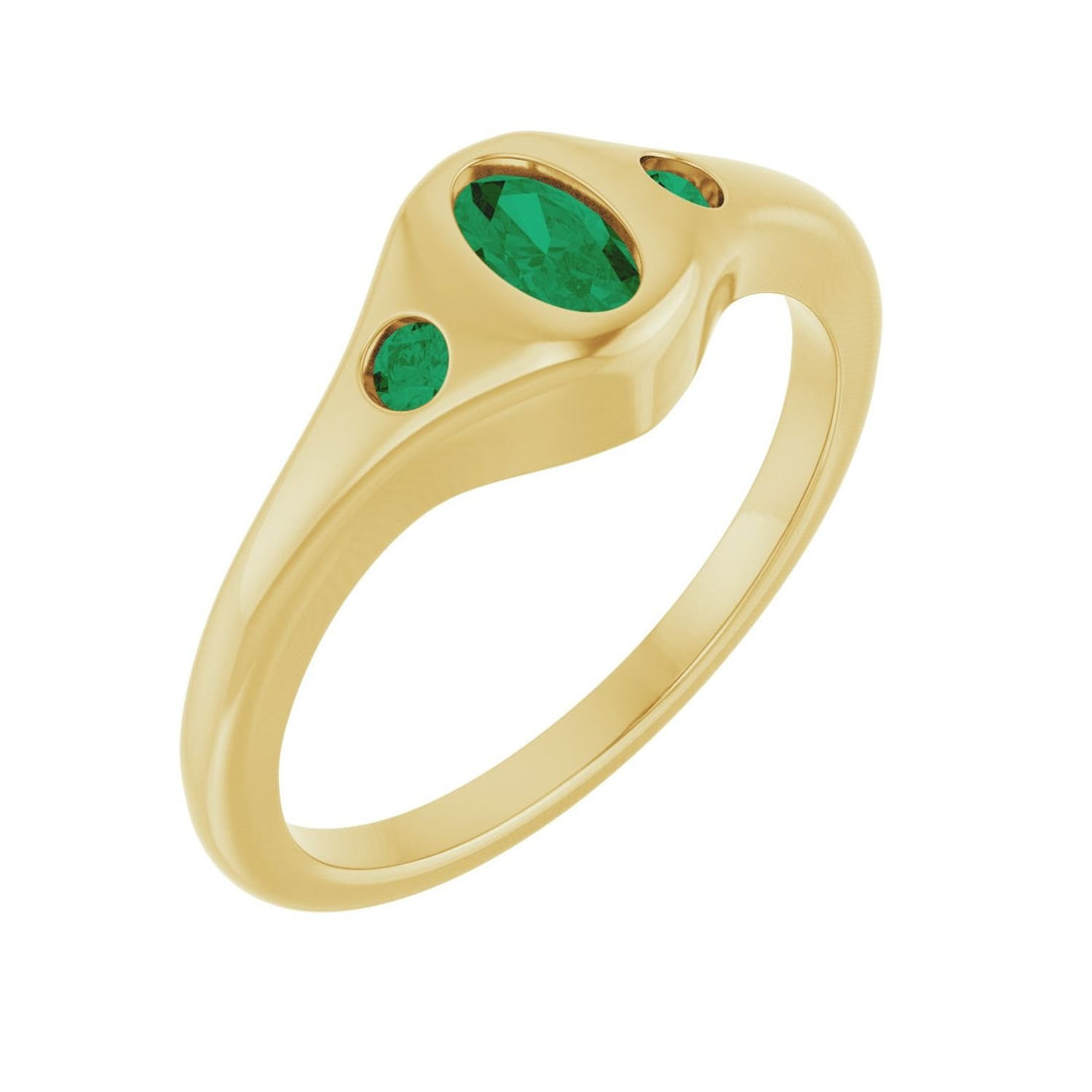 petite oval lab-grown emerald ring in 14k Yellow Gold