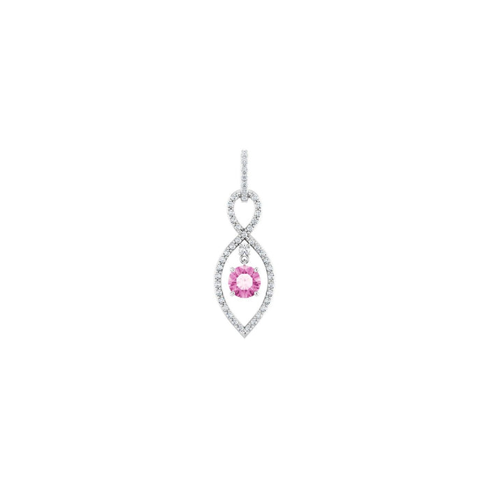 Pink Sapphire Drop Pendant with Diamonds in 14K White Gold