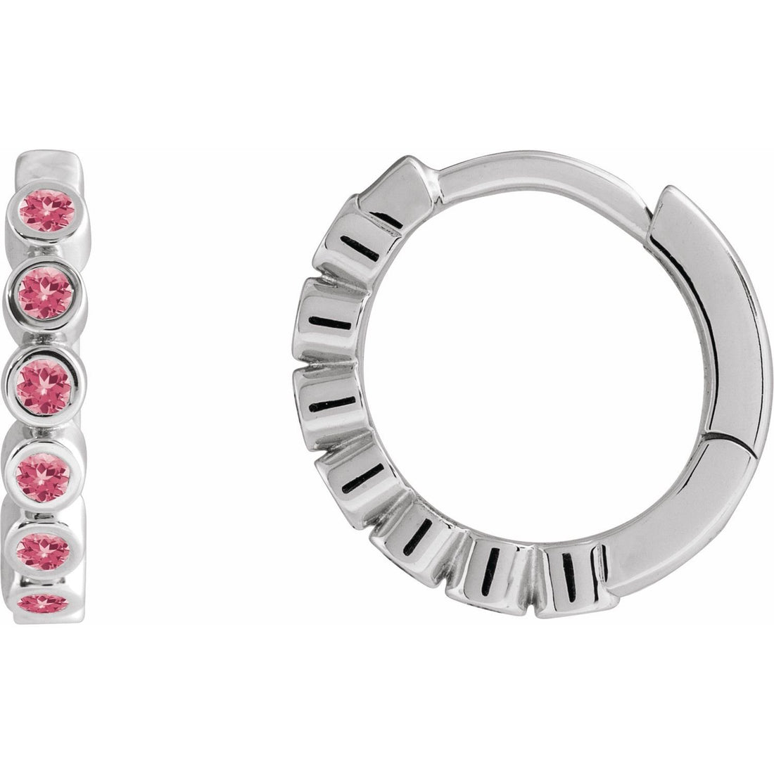 pink tourmaline hoop earrings in sterling silver in Sterling Silver