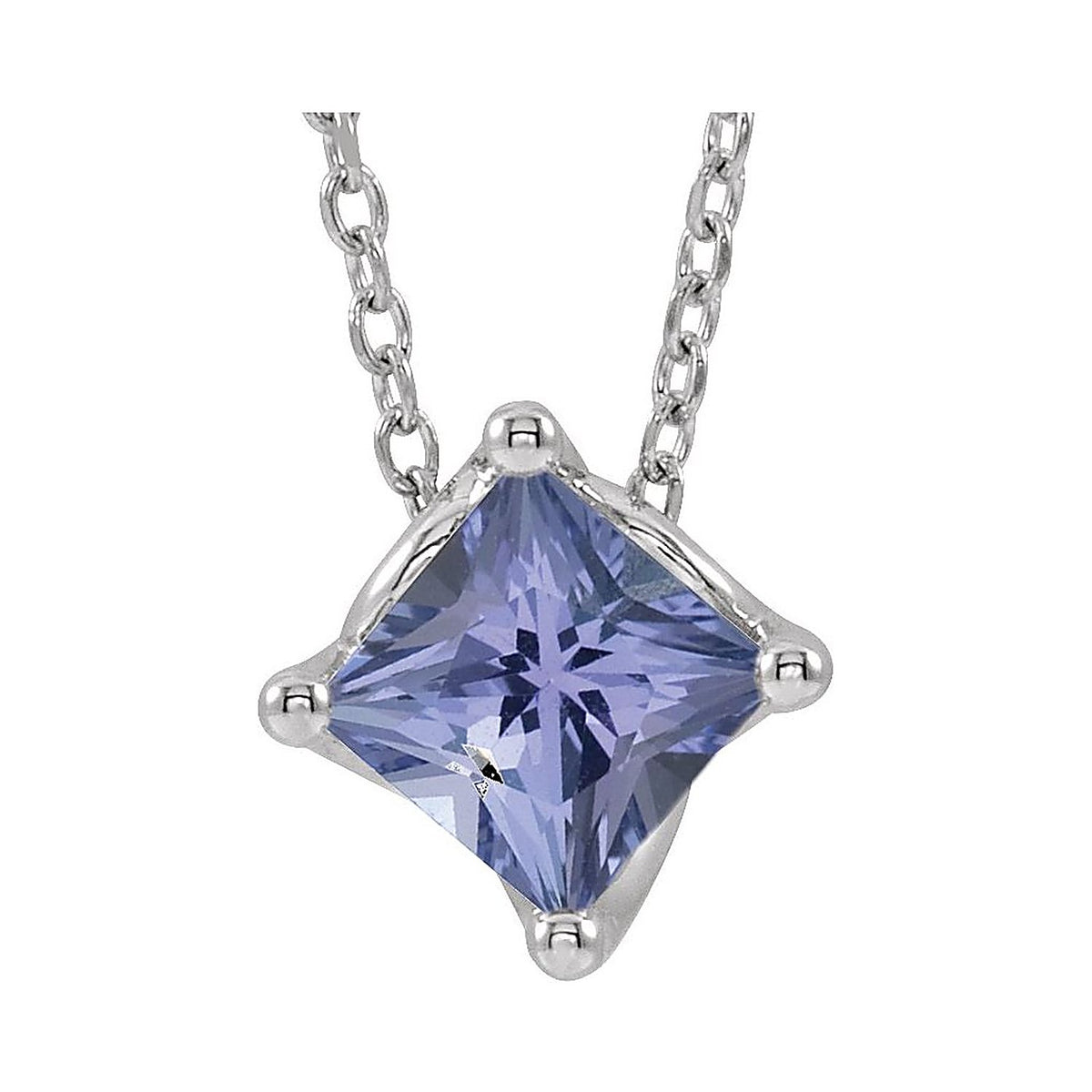 Princess-Cut Tanzanite Necklace in 14K White Gold