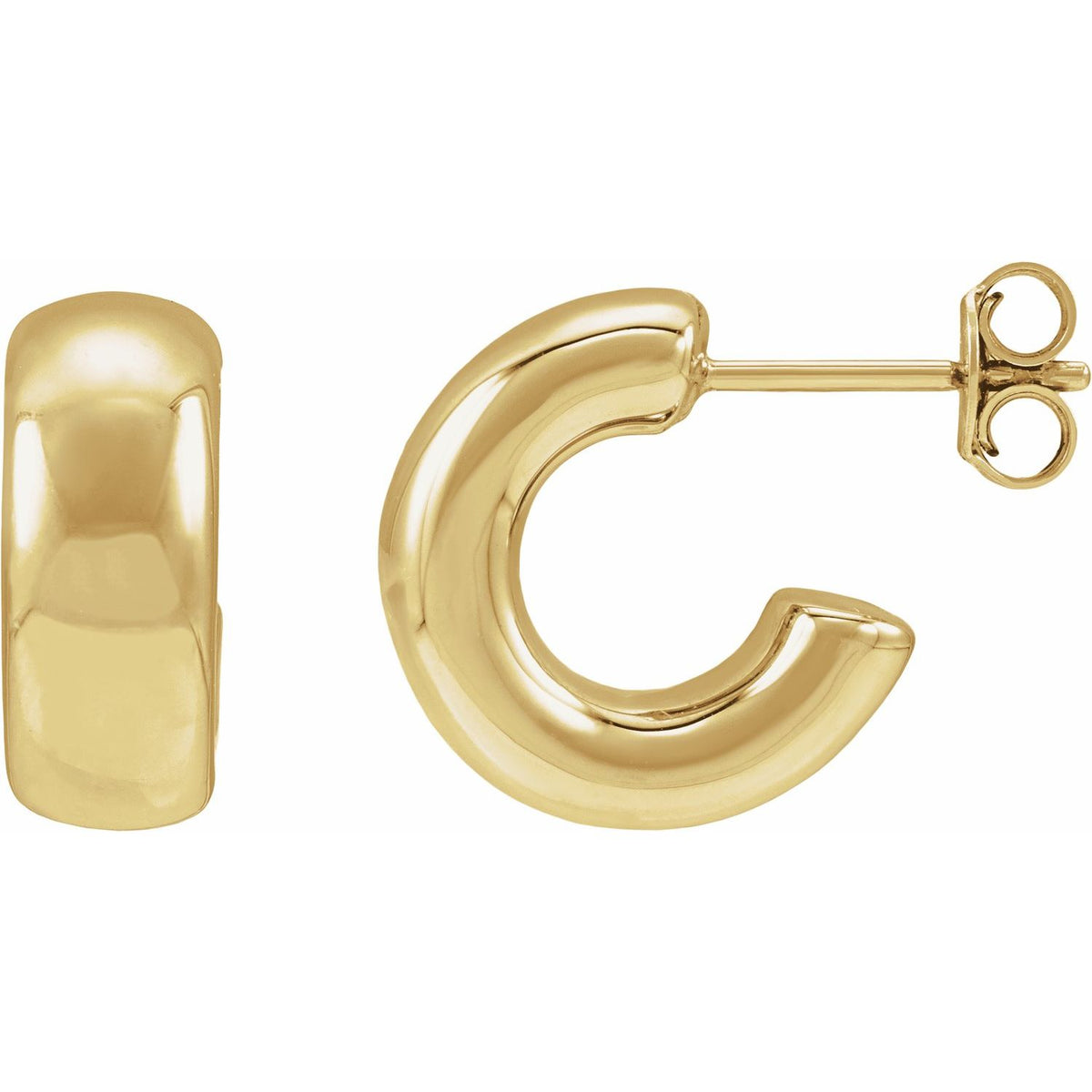 Puffed Hoop Earrings in 14k yellow gold