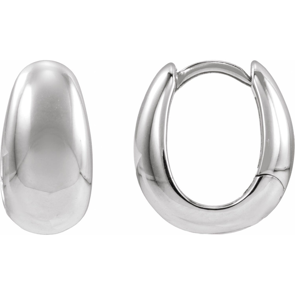 Puffed Huggie Hoop Earrings in 14k white gold or platinum