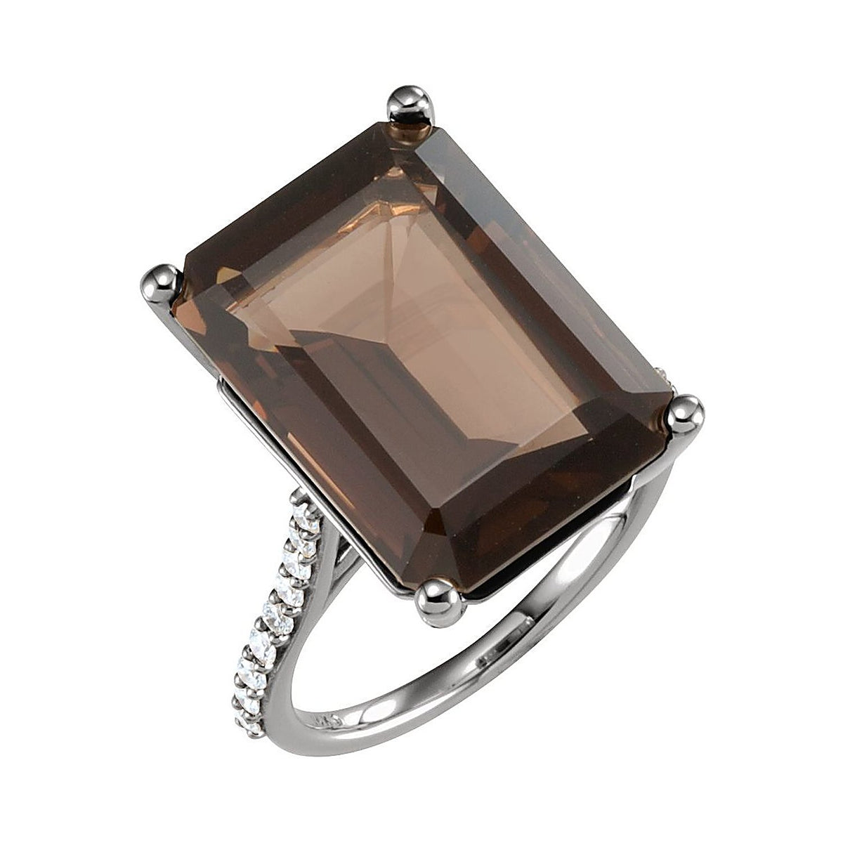 Quartz cocktail ring in 14K White Gold