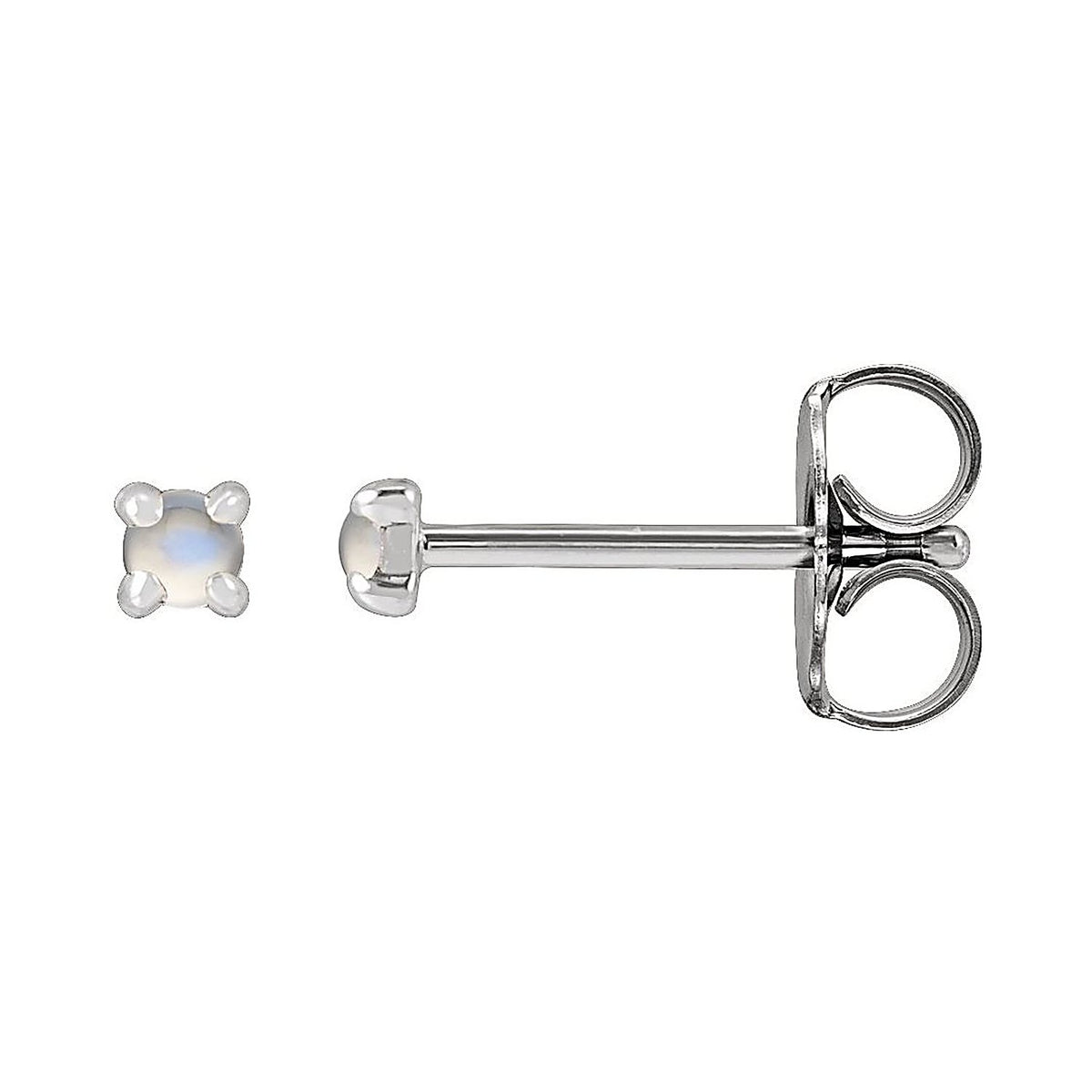 Rainbow Moonstone Stud Earrings in 14K White Gold