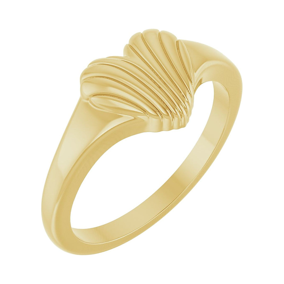 ribbed heart promise ring in 14k yellow gold