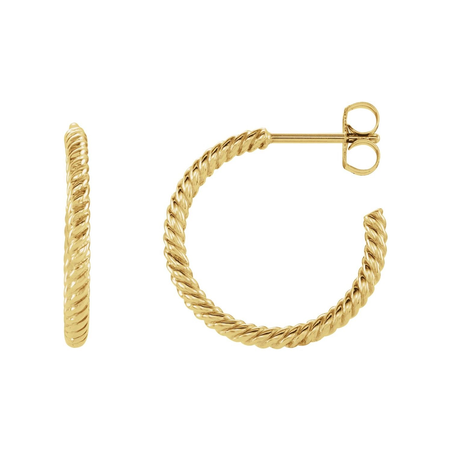 14K Yellow Gold Rope 17 mm gold hoop earrings