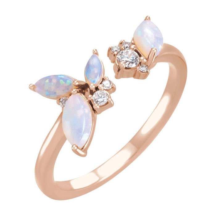 rose gold white opal ring in 14k Rose Gold