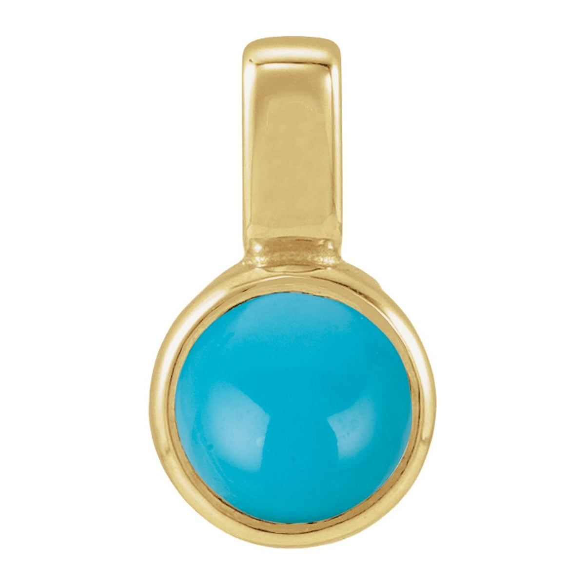 Round Bezel-Set Turquoise Pendant in 14K Yellow Gold