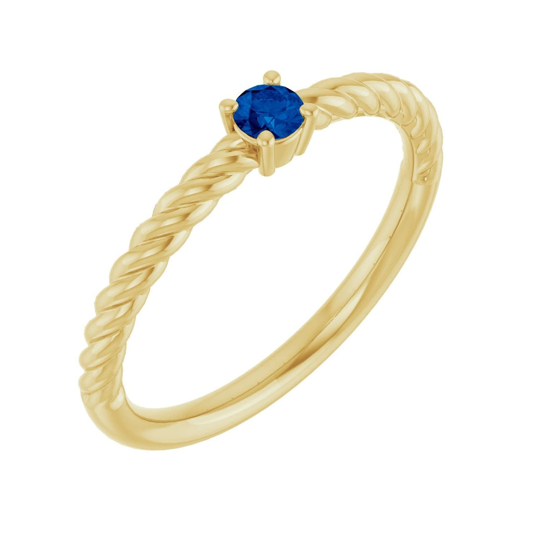 round lab-grown blue sapphire solitaire ring in 14k Yellow Gold