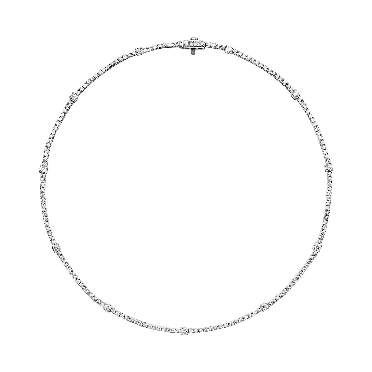 round lab-grown diamond tennis necklace in 14k white gold