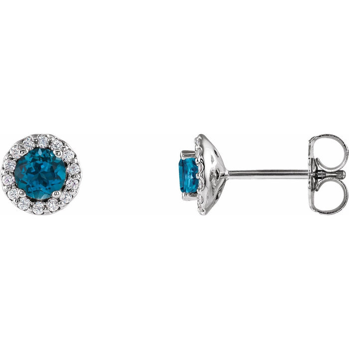 round london blue topaz earrings in 14k White Gold
