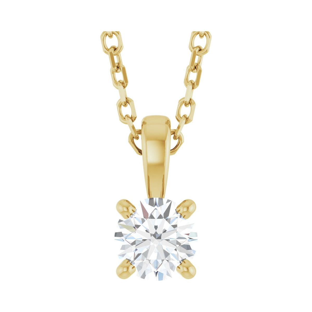 Round Natural Diamond Solitaire Necklace, 1/4 ct, in 14K Yellow Gold