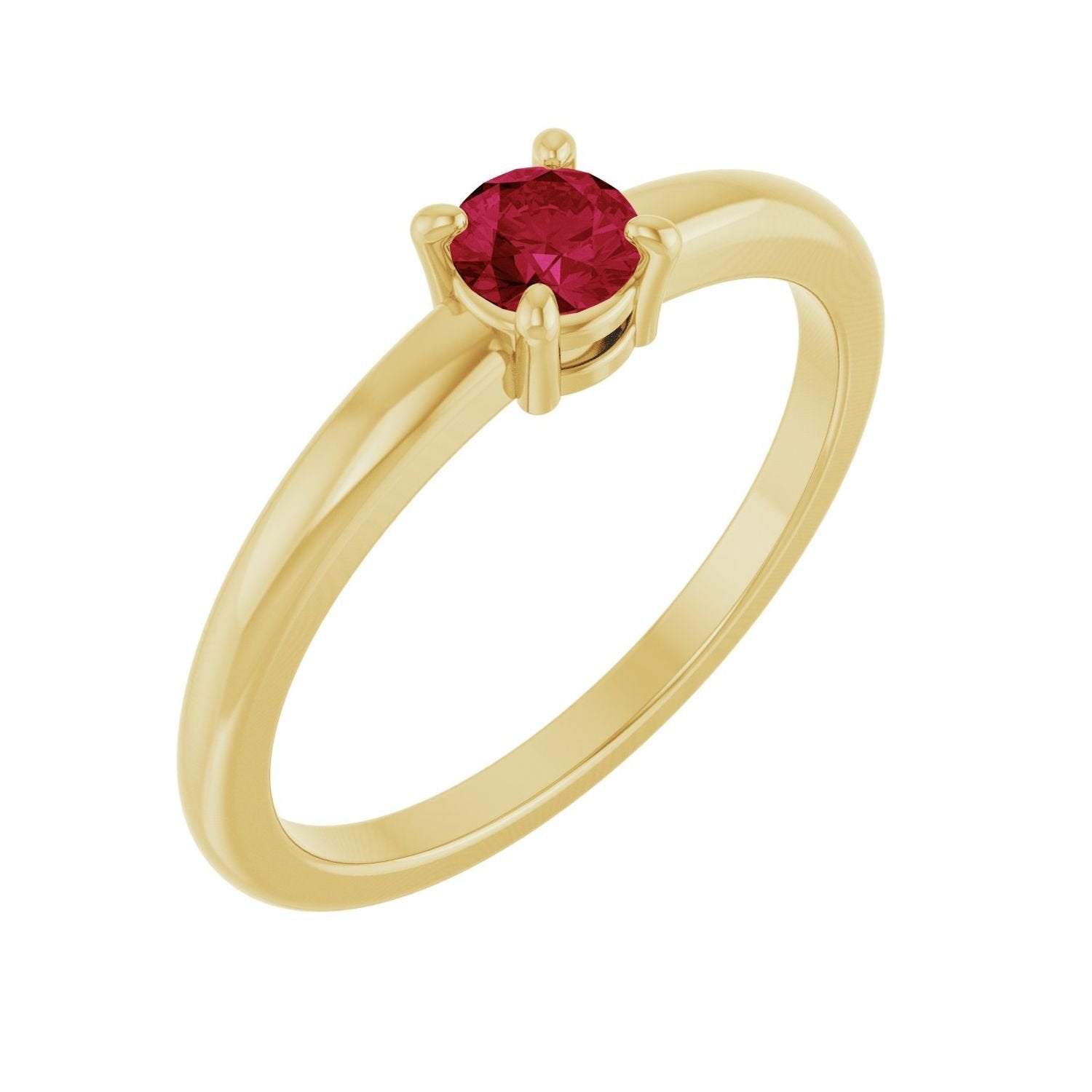 round natural ruby ring in 14k Yellow Gold