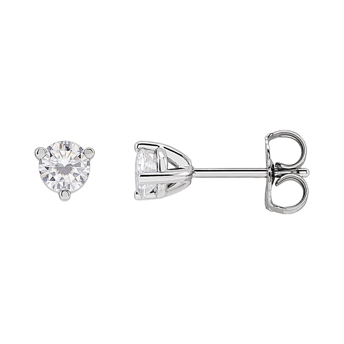 Round Moissanite Stud Earrings in 14K White Gold